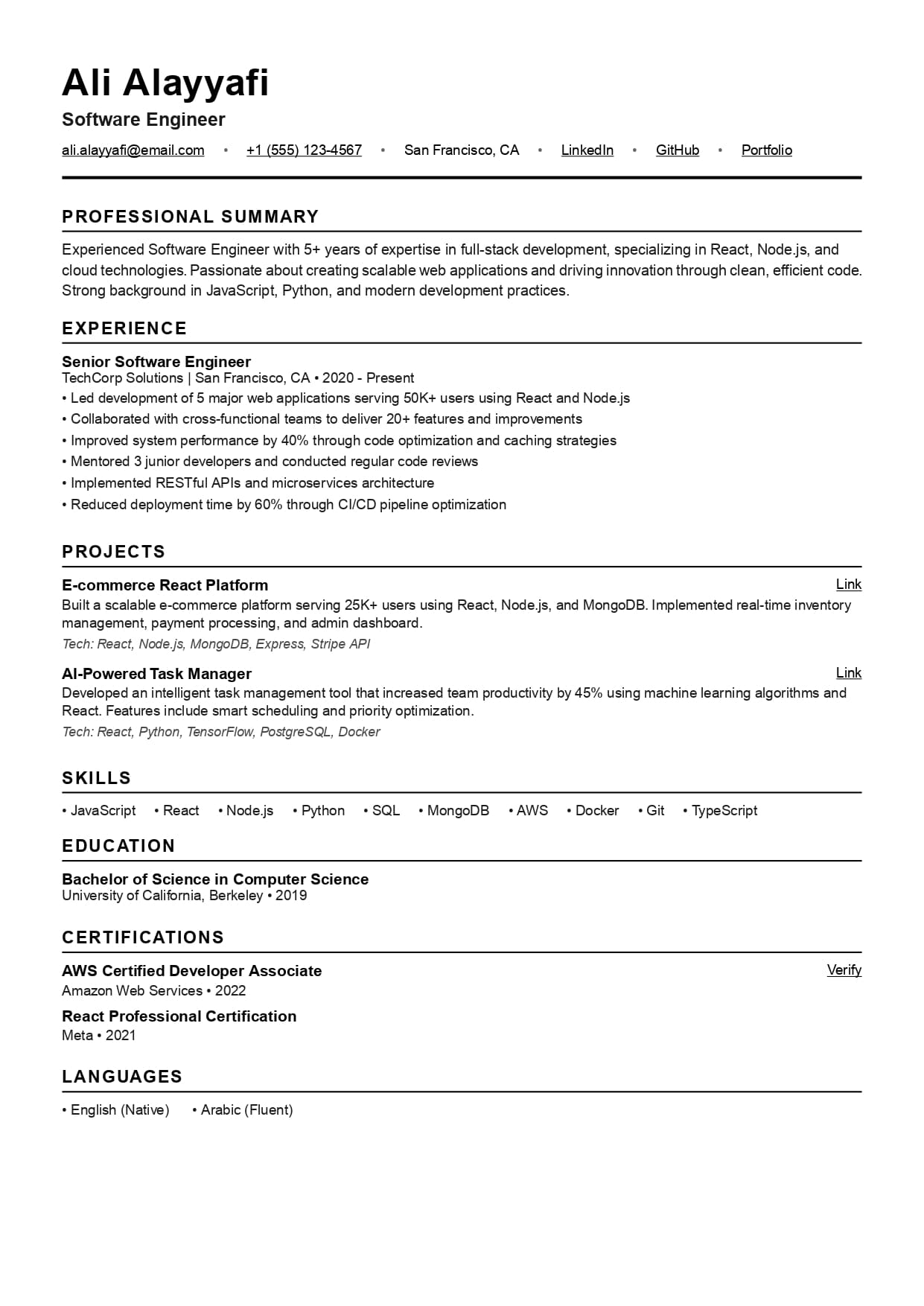 CV Template 1