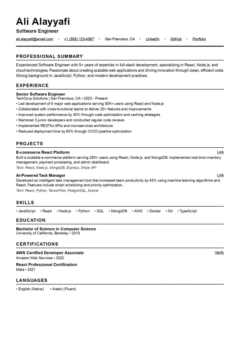 CV Template 1